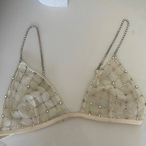 Rhinestone triangle bead blingy bra. Size medium. 32/34 b. Showgirl Holiday